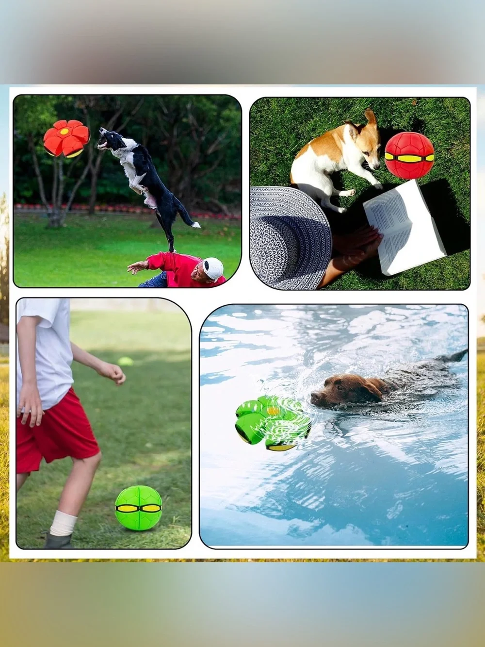 ⁠2 Pack Magic Flying Disc Deforming Ball LED Light Up Toy Set Outdoor Kids Game